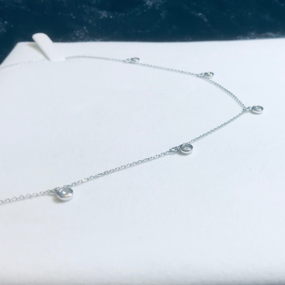 14K White Gold & Genuine Diamond Charm Necklace - Picture 4 of 10